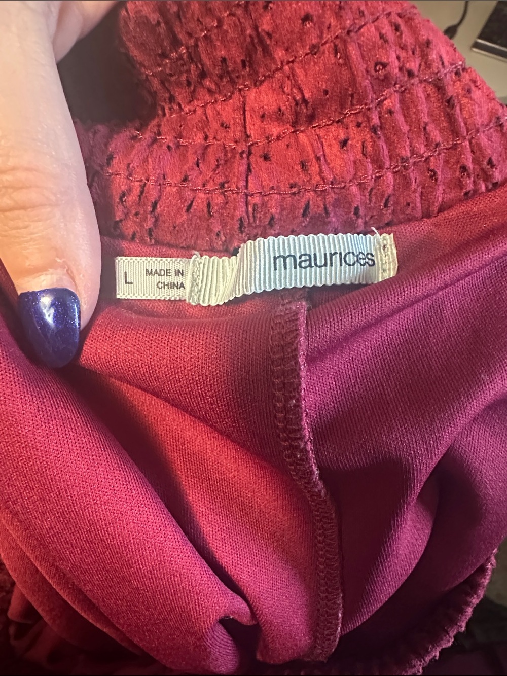 Maurices Burgundy Eyelet Drawstring Skort - Picture 2 of 2